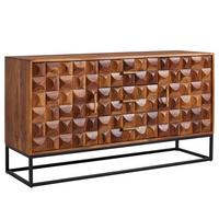 SIDEBOARD – Massivholz, 145x81x45 cm, Industrial-Stil, Metallgestell - Schwarz/Braun, Holz/Metall (145/81/45cm) - KADIMA DESIGN
