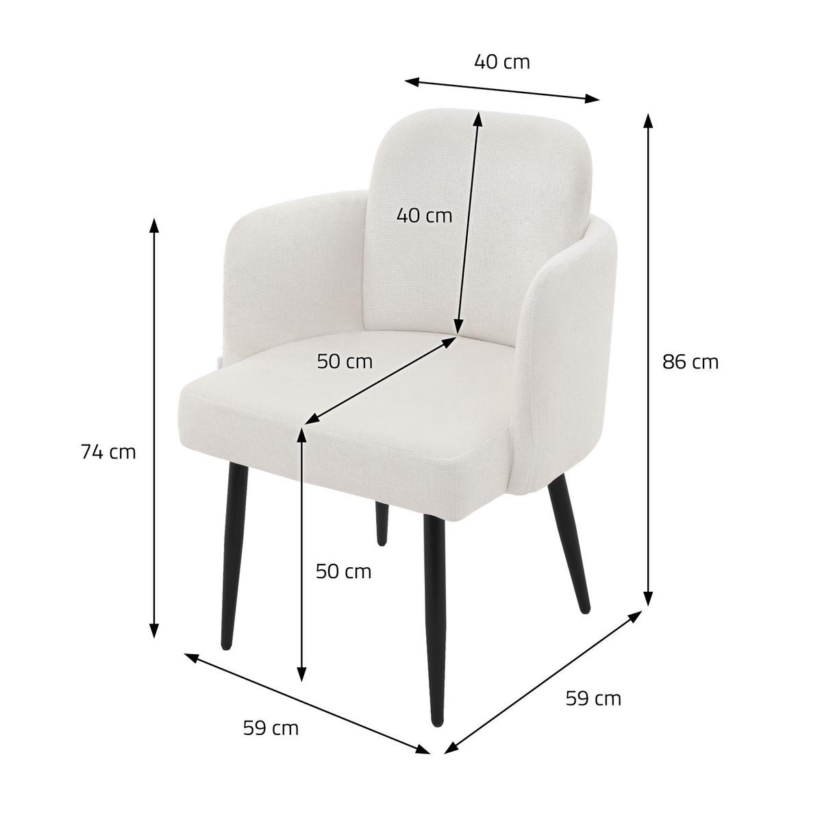 ESSZIMMERSTÜHLE 2er Set Beige mit Stoffbezug Rattan Optik - Beige/Schwarz, Textil/Metall (59/86/59cm) - ML-DESIGN