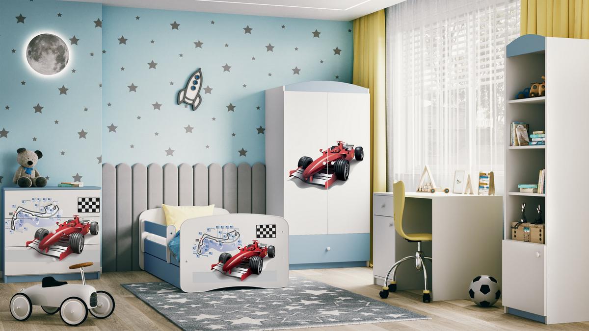 KINDERKLEIDERSCHRANK Formel 1 - Blau, Holzwerkstoff (90/175/52cm) - RAUMHIRSCH FURNITURE