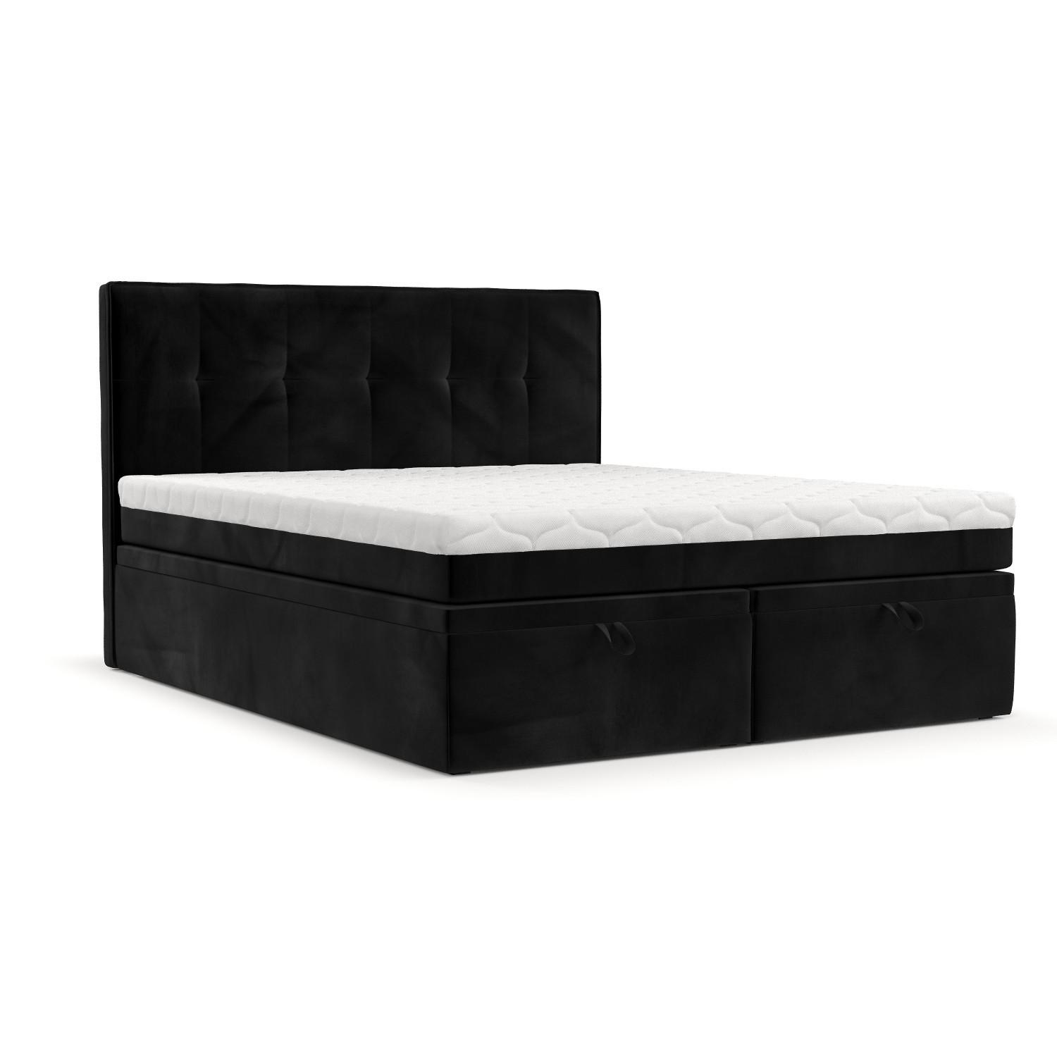 BOXBETT Arivo 160/200 cm Schwarz im Kronos Stoff - Schwarz, Holz/Holzwerkstoff (160/200cm) - AltaBeds