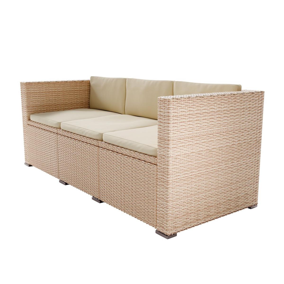 LOUNGEGARNITUR Punta Cana 3-tlg. - Creme, Kunststoff/Metall - Juskys