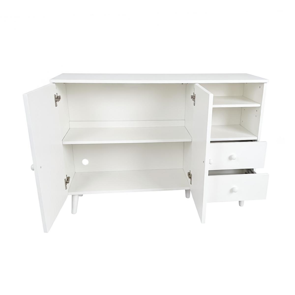 SIDEBOARD 118cm mit gewölbten Türen, 2 Schubladen, für Wohnzimmer - Weiß, Holzwerkstoff (118/82/35cm) - Urban Meuble
