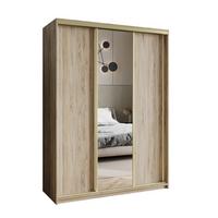 SCHWEBETÜRENSCHRANK TAVI 150/205/60 cm 3-türig mit Spiegel Sonoma Eiche - Sonoma Eiche, Holzwerkstoff (150/205/60cm) - MASSENO