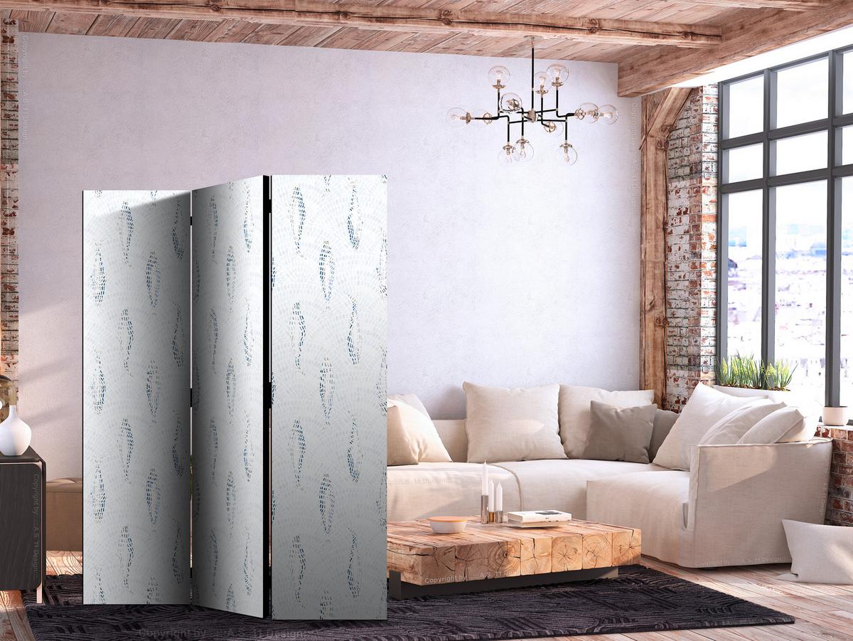 PARAVENT Akustik 3-tlg 135x172 cm abstrakte Fische - Grau, Holz/Textil (135/172/3cm) - Muralo