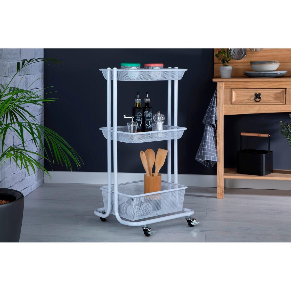 KÜCHENWAGEN VALIENTE weiß - Weiß, Metall (43/79/34cm) - IDIMEX