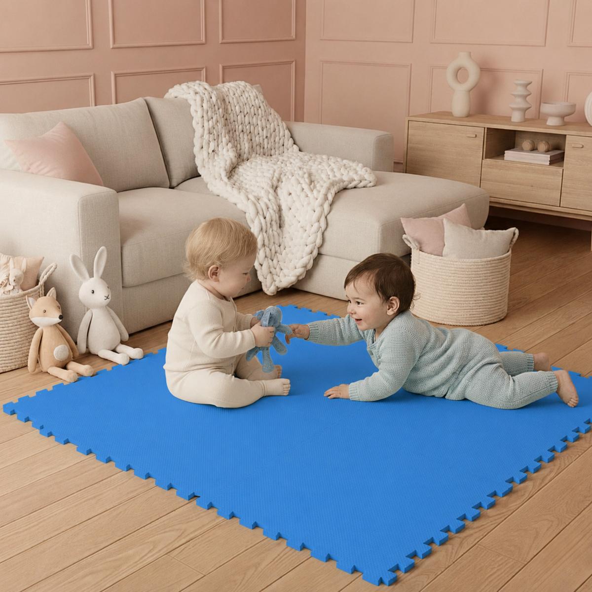 SPIELMATTE ab Null - 90 cm Baby Puzzlematte Blau - Blau, Kunststoff (30/30cm) - Littletom