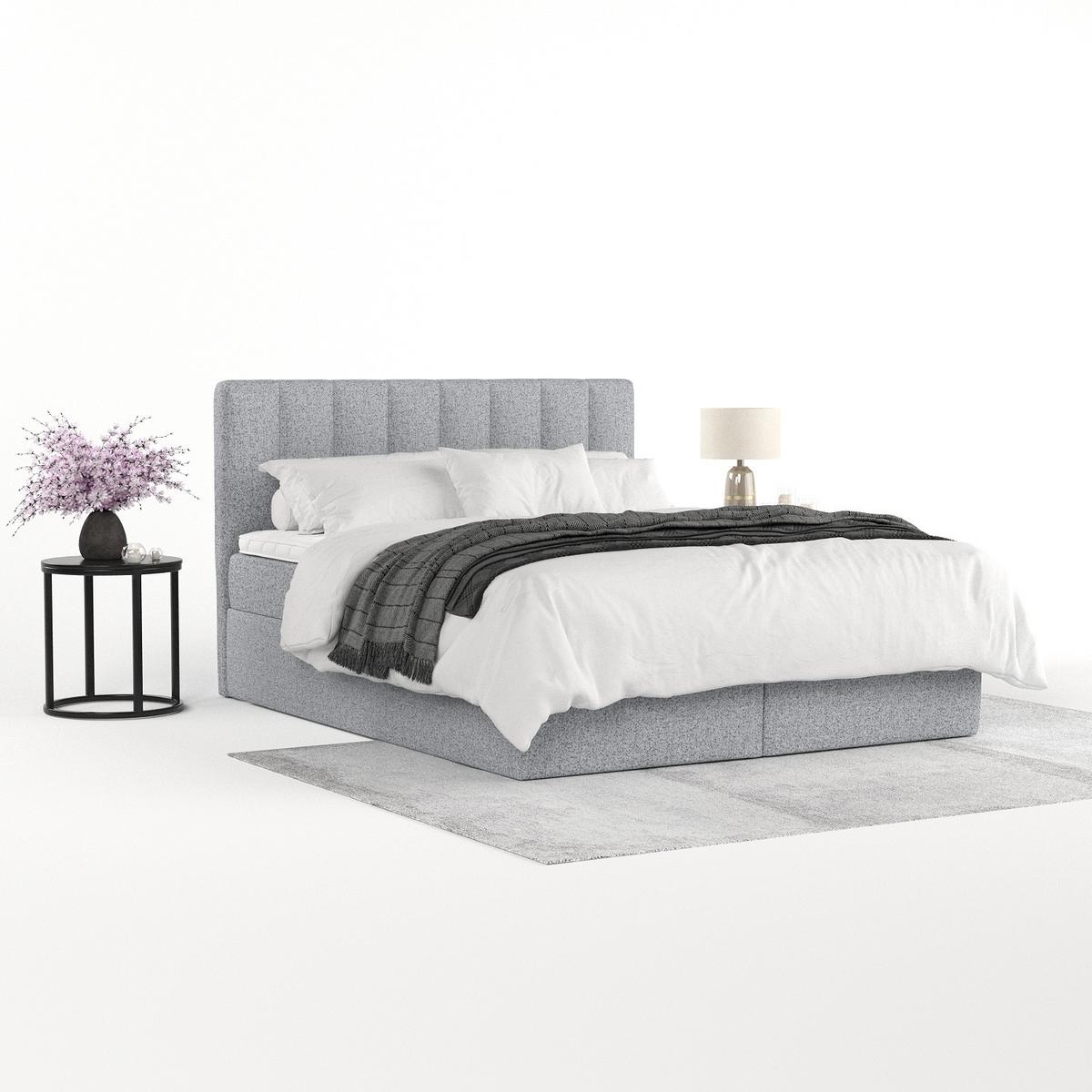 BOXBETT Lusso 140/200 cm Grau im Riva Stoff - Schwarz/Grau, Holz/Holzwerkstoff (140/200cm) - AltaBeds