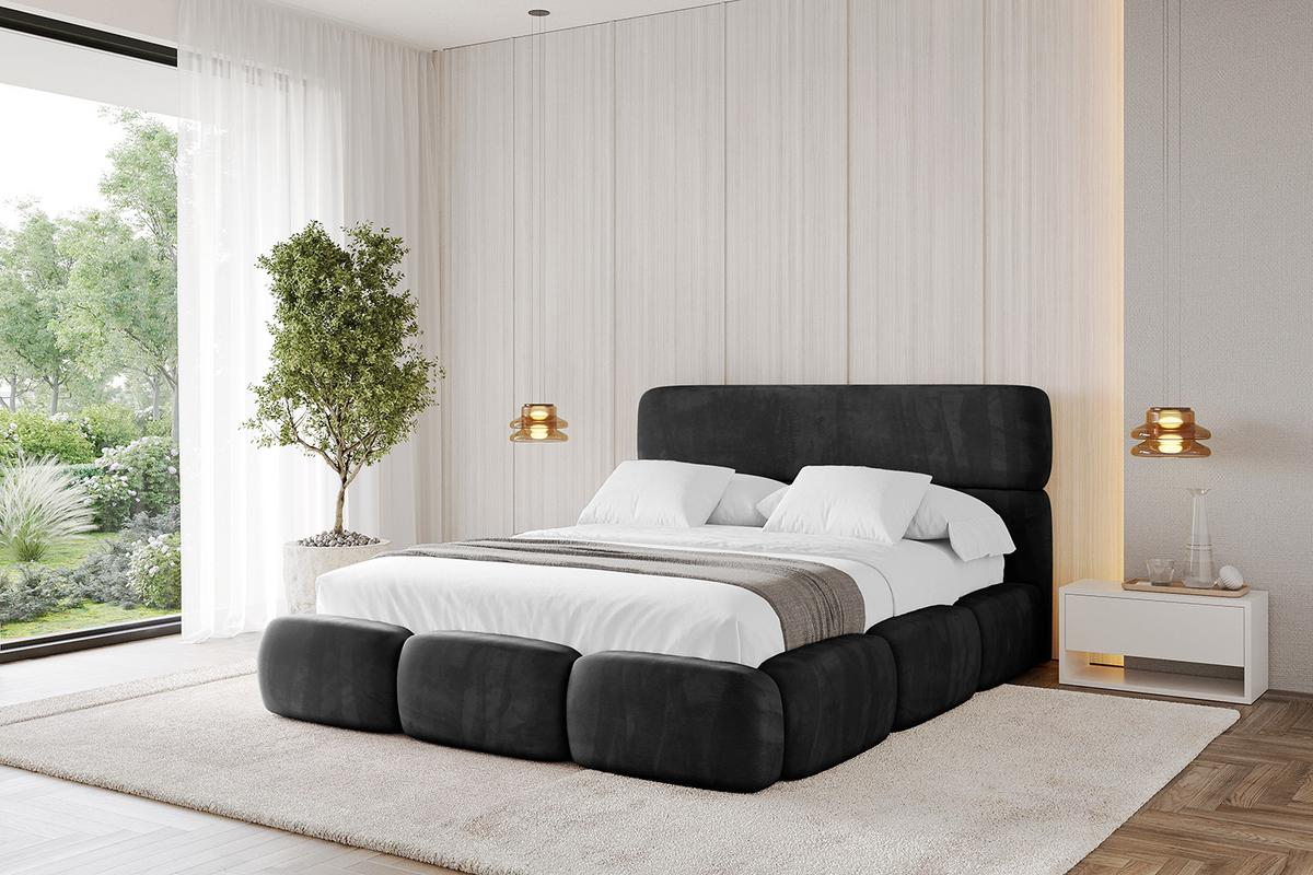 POLSTERBETT mit Bettkasten und Lattenrost, Boxbett ohne Matratze - ELVA 180x200 Schwarz - Schwarz, Holzwerkstoff/Textil (180/200cm) - ALTDECOR