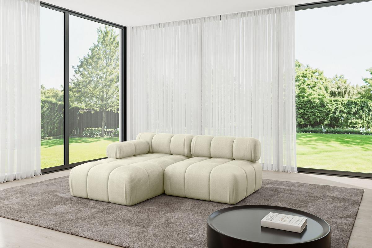 ECKSOFA modulares Sofa Razon-L1 - 190x160x70 cm Beige Velours - Beige, Holzwerkstoff/Textil (190/160cm) - ALTDECOR