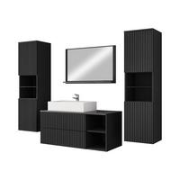 BADMÖBEL-SET Kertos Rillen III - Schwarz, Holzwerkstoff (100/57/45cm) - MIRJAN24