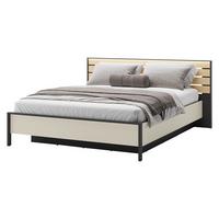 BETT Enna EN-02 - Sandfarben/Schwarz, Holzwerkstoff/Kunststoff (160/200cm) - MIRJAN24