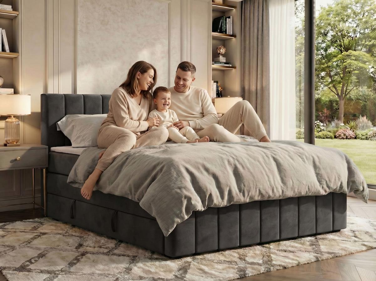 BOXSPRINGBETT ALVER KING DUO 180/200 - Hellgrau Velvet - H4 - Hellgrau, Textil (180/200cm) - MKS
