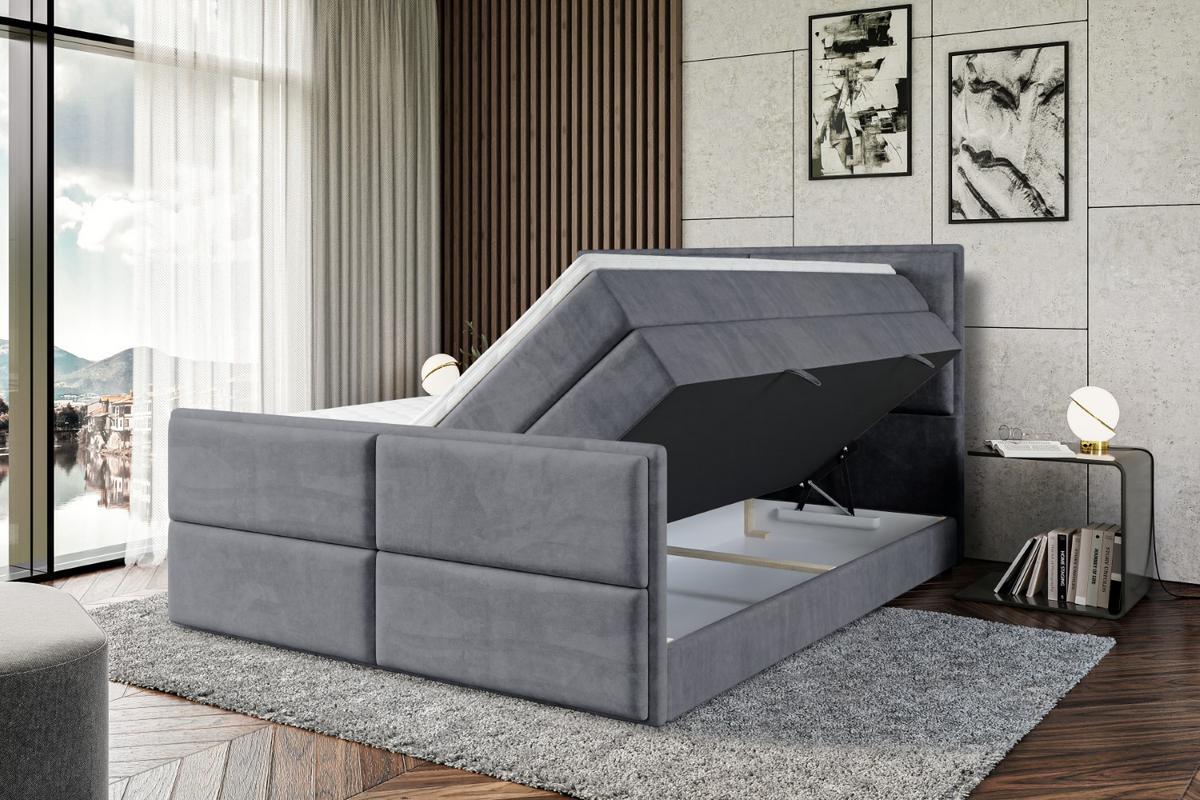 BOXSPRINGBETT AURA-Z KING - 140 x 200 - H3/H4 - Dunkelgrau - Dunkelgrau, Holzwerkstoff (140/200cm) - ALTDECOR