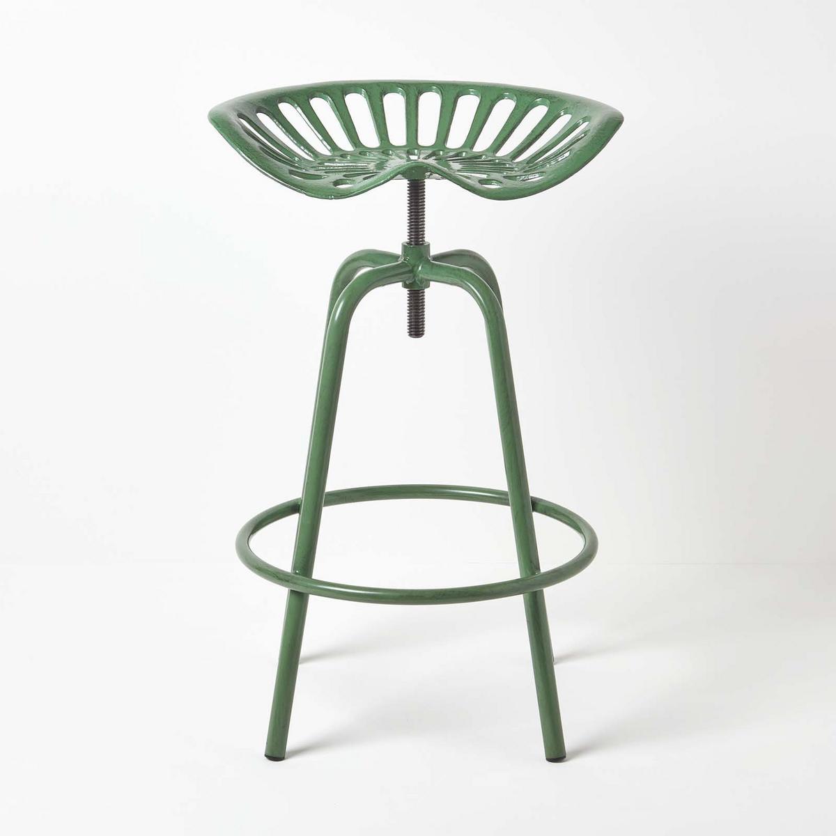 BARHOCKER Traktorsitz, Metall im Vintage-Look, höhenverstellbar - Grün, Metall (47/74/50cm) - Homescapes
