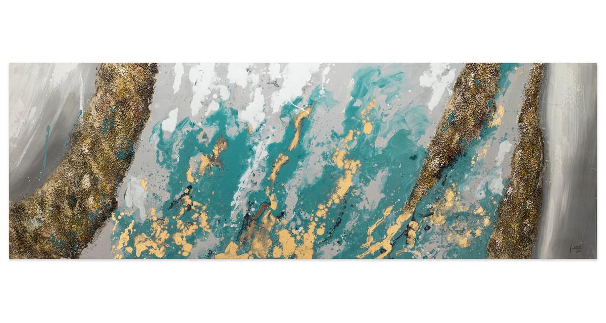 ÖLGEMÄLDE 150/50 cm - Blau/Weiß, Holz/Textil (150/50cm) - KUNSTLOFT