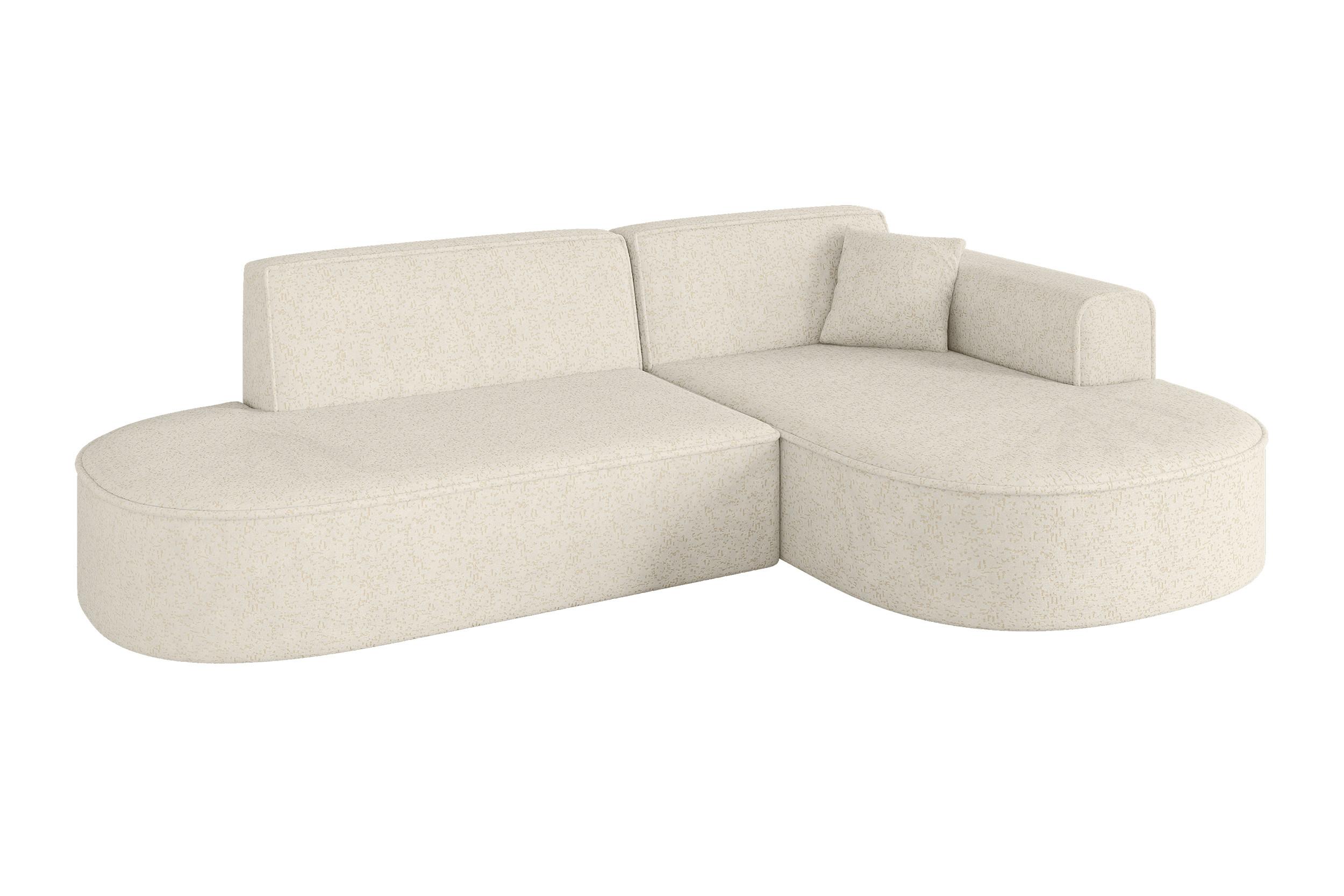 ECKSOFA Ottomane Rechts MARI-L1 - 243x171x79 cm Creme Tissu - Creme/Schwarz, Holzwerkstoff/Kunststoff (171/243cm) - ALTDECOR