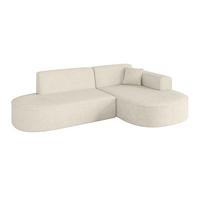 ECKSOFA Ottomane Rechts MARI-L1 - 243x171x79 cm Creme Tissu - Creme/Schwarz, Holzwerkstoff/Kunststoff (171/243cm) - ALTDECOR