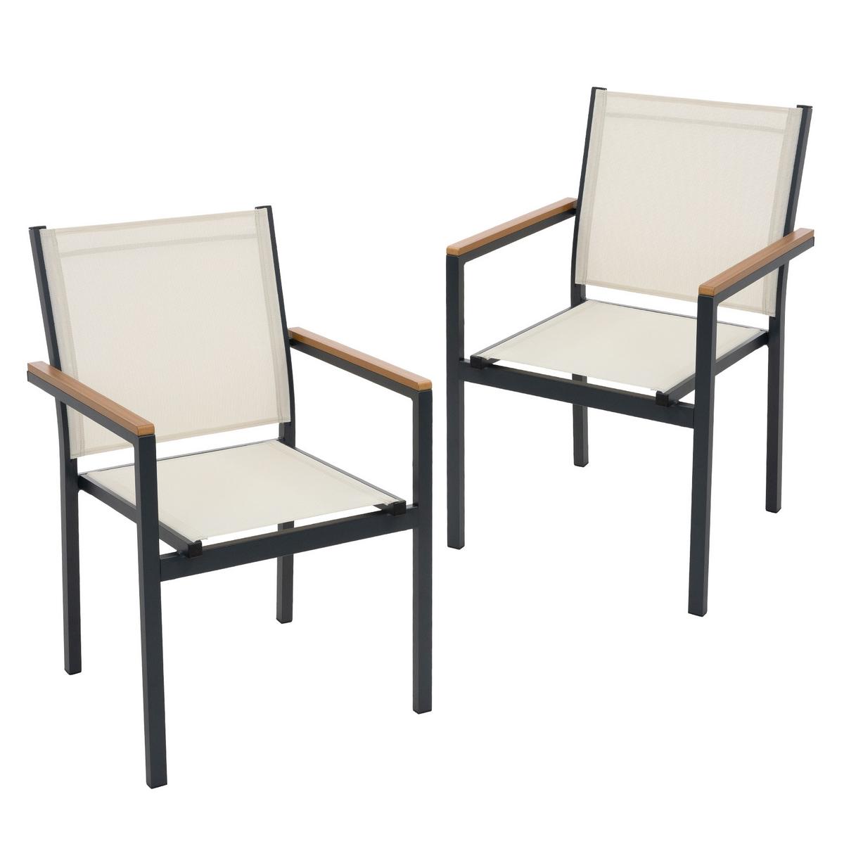 GARTENSTÜHLE 2er Set Beige aus Textilene mit Aluminiumgestell - Beige, Metall (56/85.5/53cm) - ML-DESIGN
