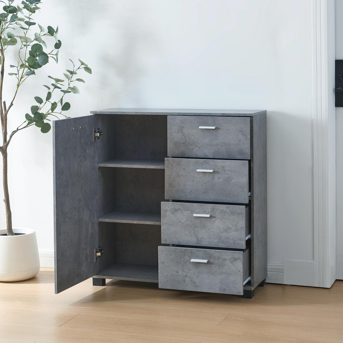 SIDEBOARD Döbritz - Grau, Holzwerkstoff (80/84/28cm) - [en.casa]