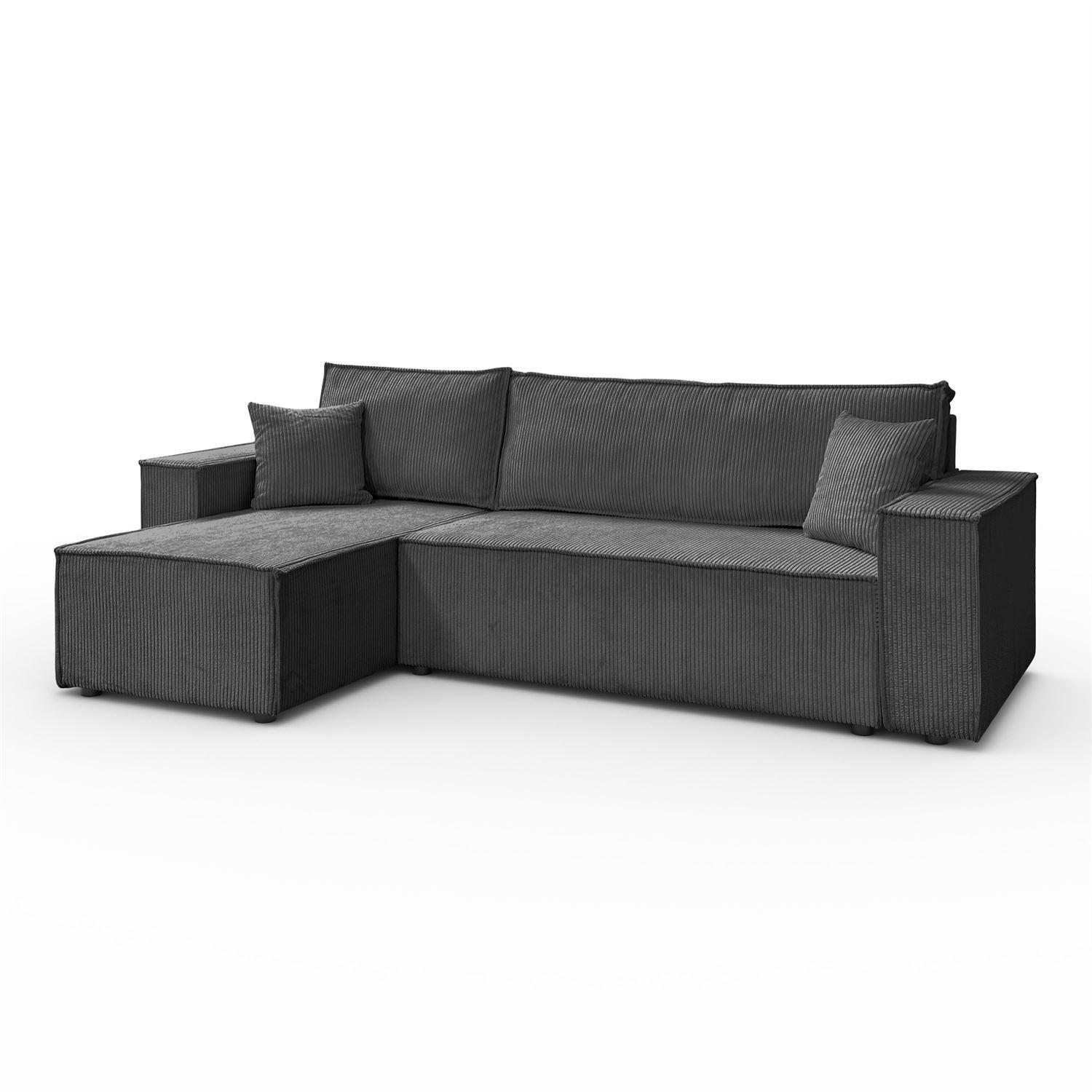 GEPOLSTERTES Ecksofa CARLOS L, Poso 34 - Dunkelgrau, Textil (247/143cm) - Lookway