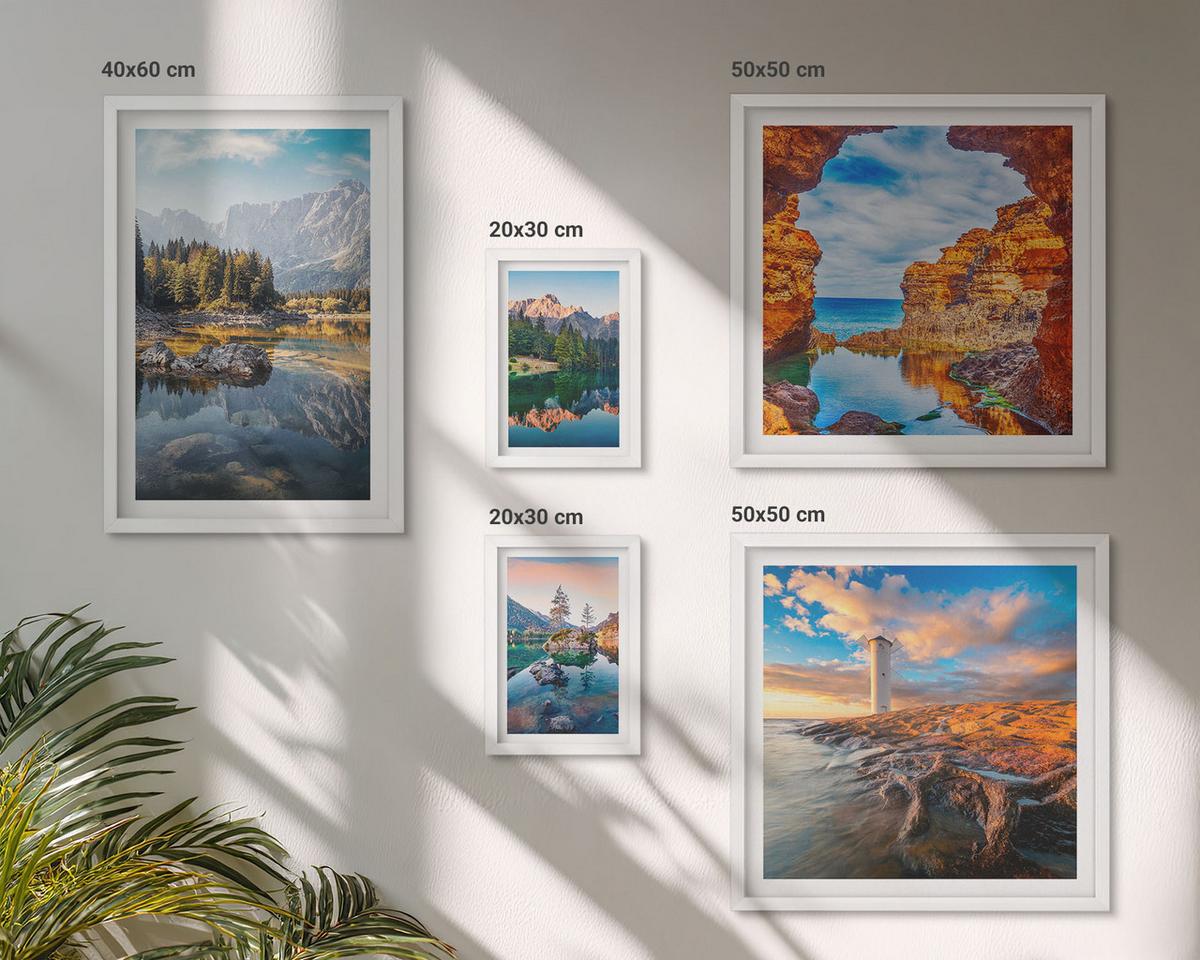 BILDER SET 5er Set - 50x50 cm & 20x30 cm & 40x60 cm Weißer Rahmen - Aussicht Paris New York Treppen - Weiß, Kunststoff (40/60cm) - TULUP