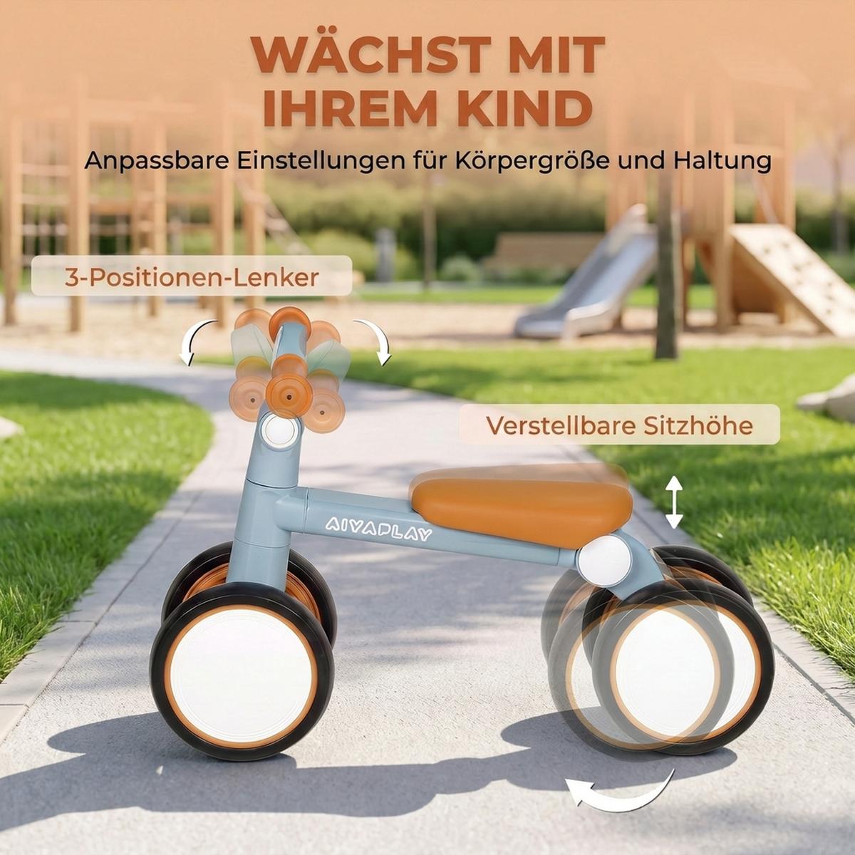 KINDERLAUFRAD Aluminiumlegierung EVA Blau - Blau, Metall (57/28.5/40cm) - AIYAPLAY