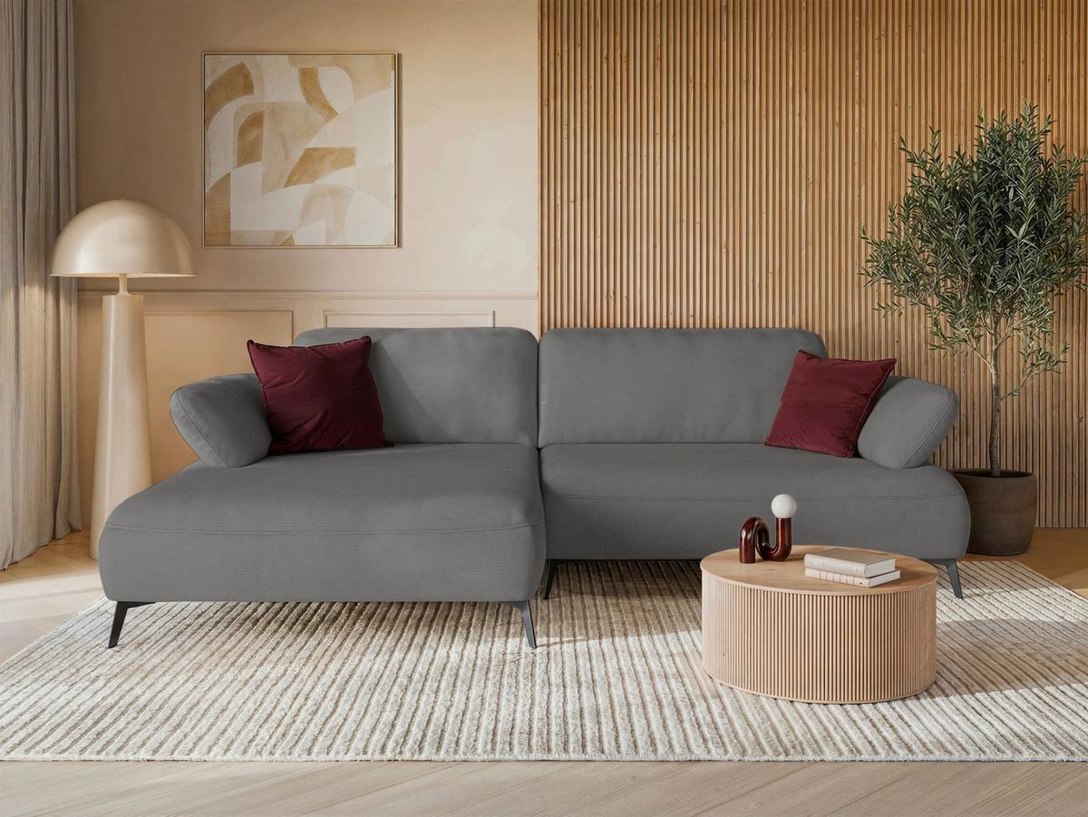 ECKSOFA Avolla Grau links - Schwarz/Grau, Textil/Metall (284/186cm) - Selsey