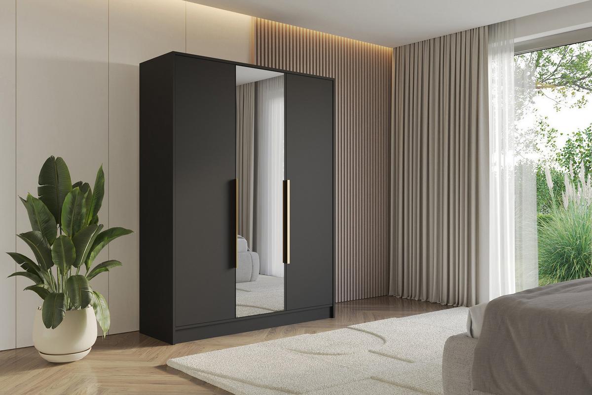 KLEIDERSCHRANK - LESE - 150 - Schwarz - Goldfarben/Schwarz, Holzwerkstoff (150/200/51cm) - ALTDECOR