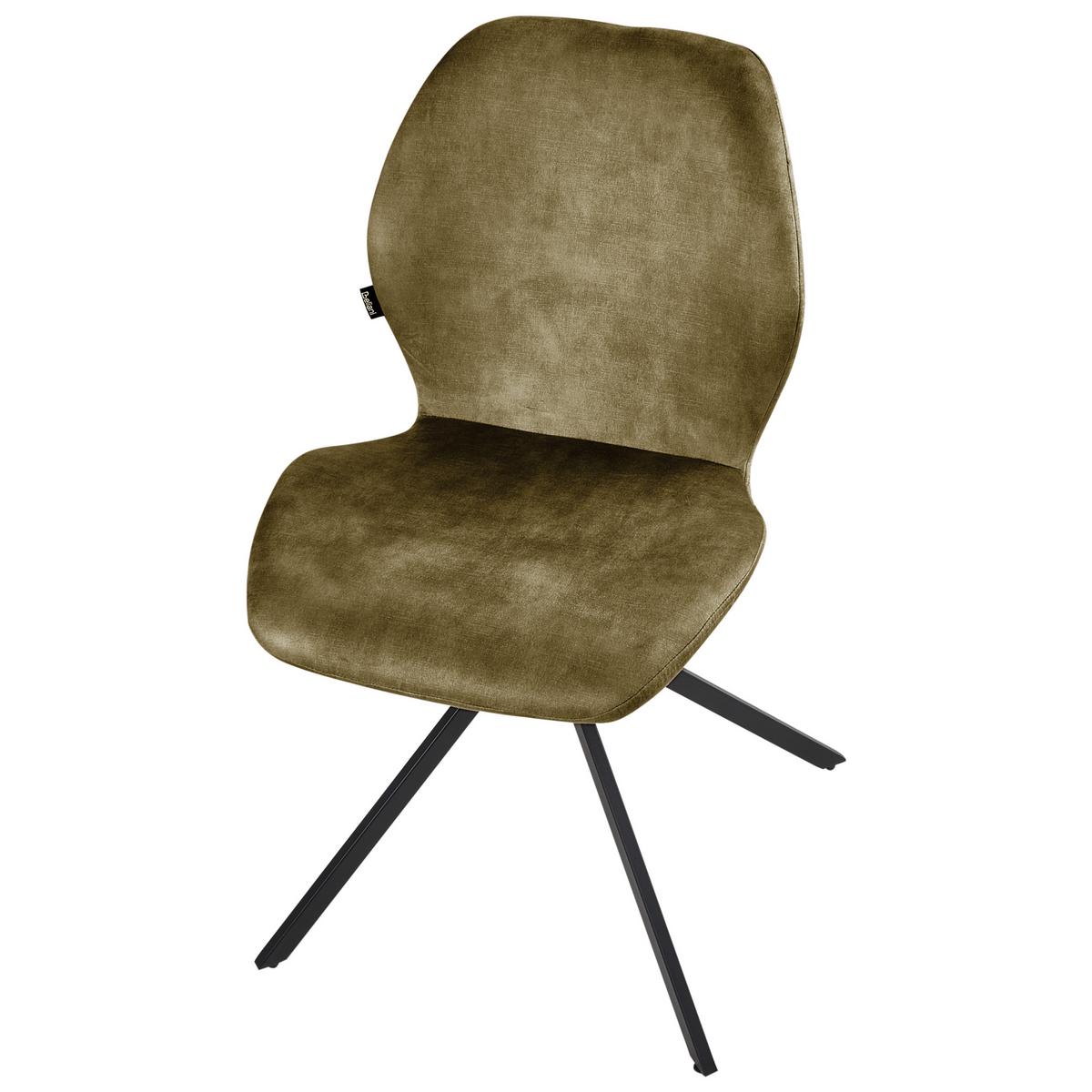 ESSZIMMERSTUHL 4er Set drehbar Samtstoff Grün Morrison - Schwarz/Grün, Textil/Metall (50/86/56cm) - Beliani