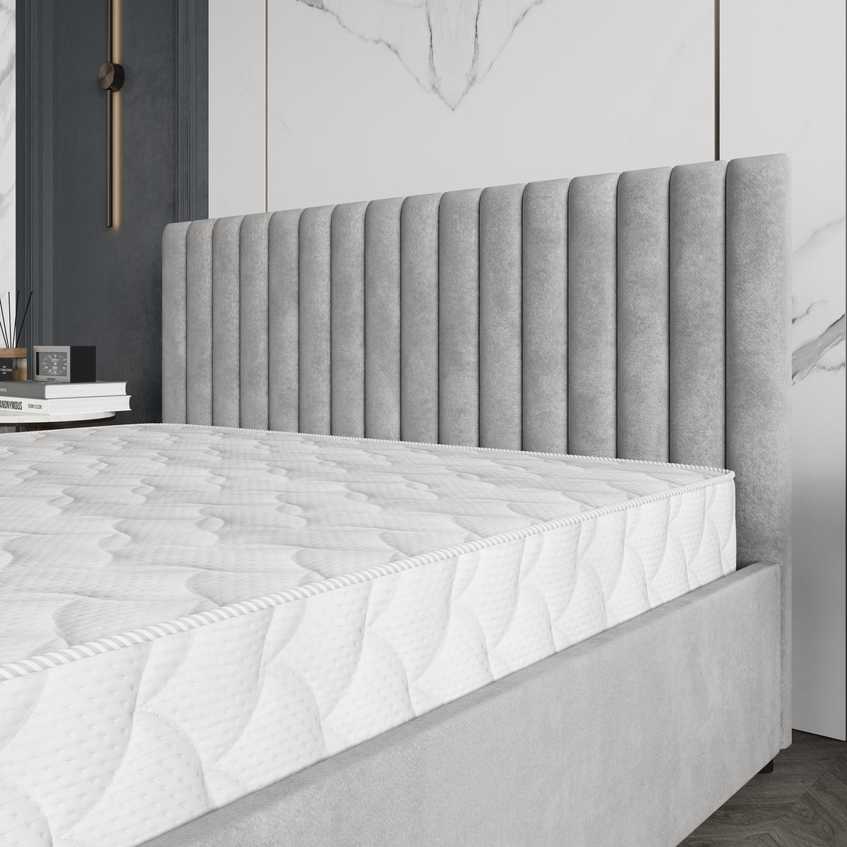 POLSTERBETT CARMIA K 120x200 cm mit Bettkästen - Hellgrau - Hellgrau, Holz/Textil - MASSENO