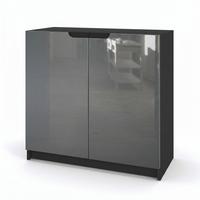 KOMMODE Logan Fronten in Grau Hochglanz - Grau, Holzwerkstoff (82/78/37cm) - Vladon