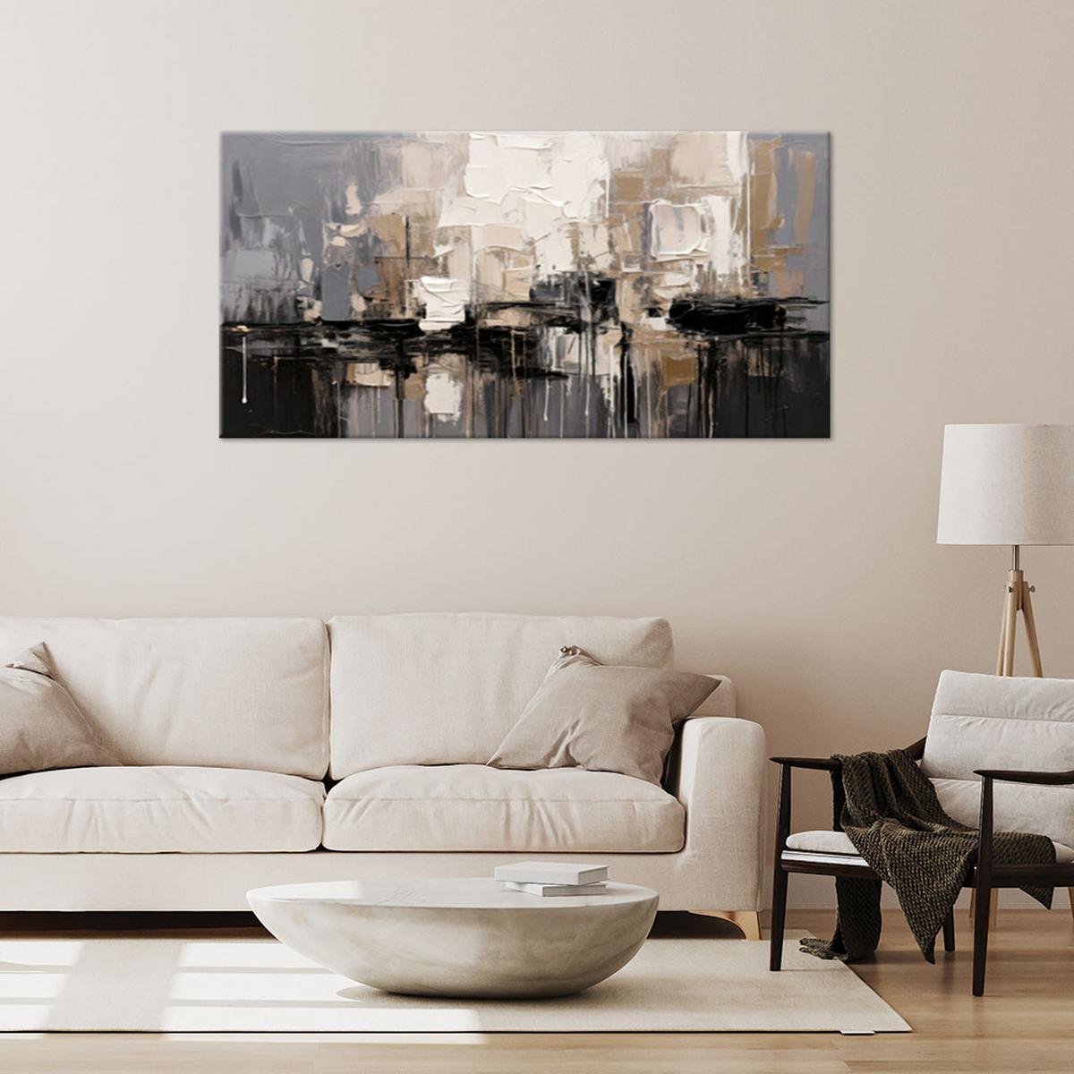 LEINWANDBILD Abstraktion in Grautönen 80x40cm - Grau, Textil (80/40cm) - Feeby