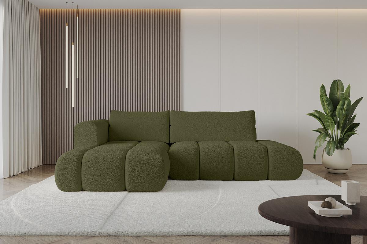 ECKSOFA Ottomane Links CLOUD-L 280x185x90 Grün Bouclé - Grün, Holzwerkstoff/Kunststoff (280/185cm) - ALTDECOR