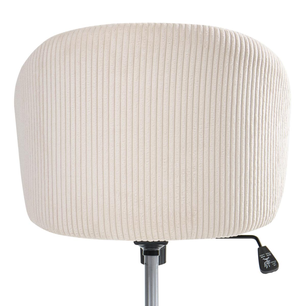 BÜROSTUHL Cord Cremeweiß Miles - Weiß, Textil (55/76/55cm) - Beliani