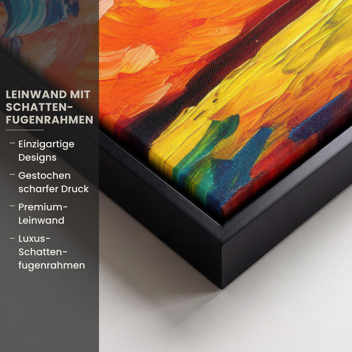 LEINWAND Bilder mit Rahmen - Baum - Kunst - Natur - Sonnenuntergang - 50x50 - Multicolor, Textil (50/50cm) - MuchoWow