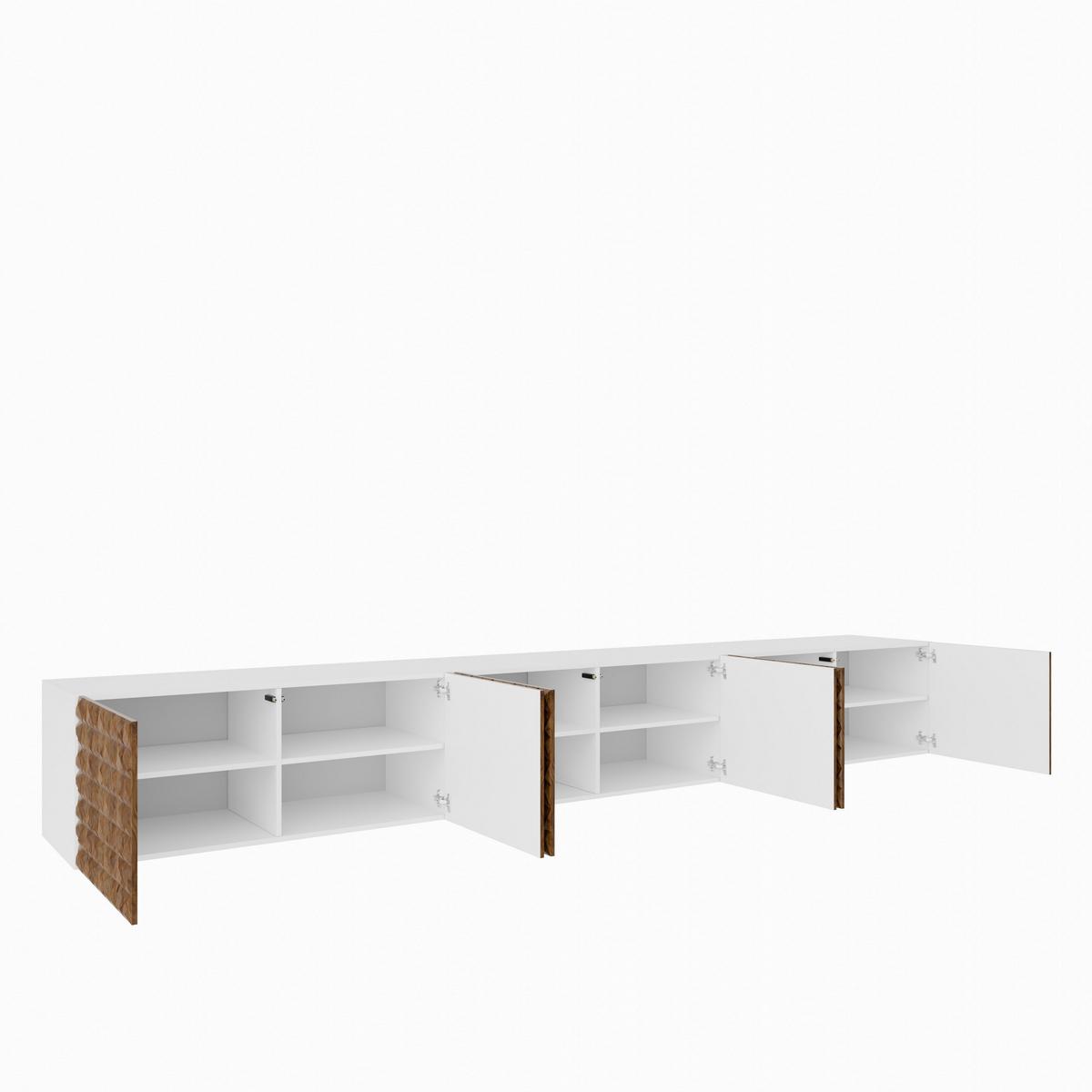 LOWBOARD ROVA 300/41/40 cm, Hängender TV-Schrank Weiß / Eichefarben - Eichefarben/Braun, Holzwerkstoff (300/41/40cm) - MASSENO