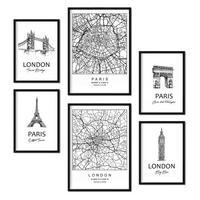 POSTER Set Mit 6 Von Paris Und London Sammlung A3 & A4 Rahmenlos - Klar, Papier (29/3cm) - Nacnic