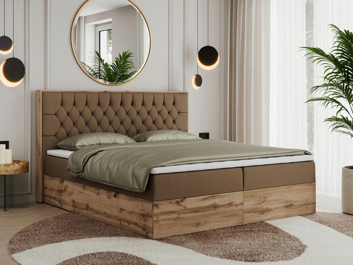 BOXBETT AMORE 140/200 Braun Kunstleder - H4 - Braun, Holz/Textil (140/200cm) - MKS