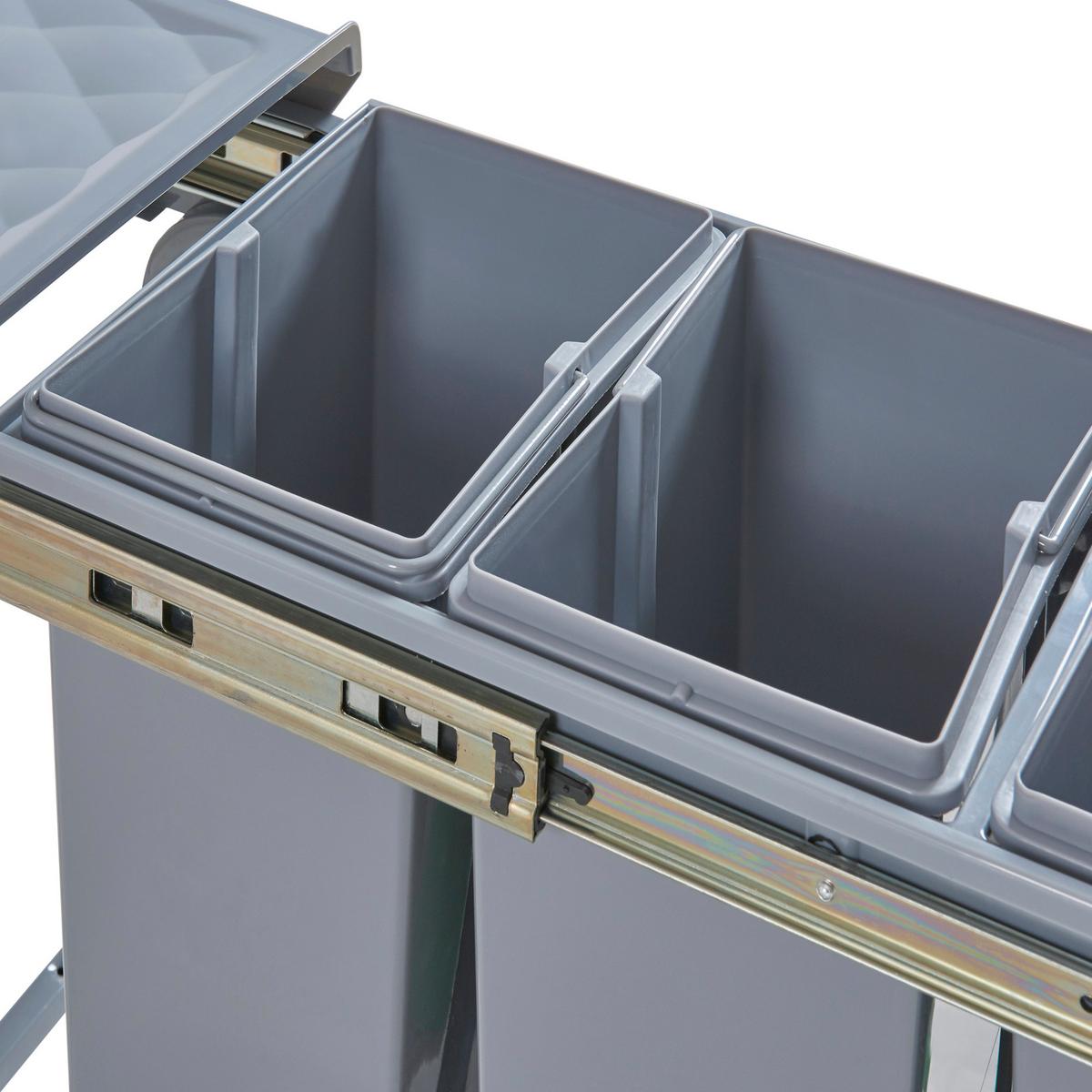 EINBAU-MÜLLEIMER Froland - Grau, Kunststoff/Metall (48/42/26cm) - [en.casa]