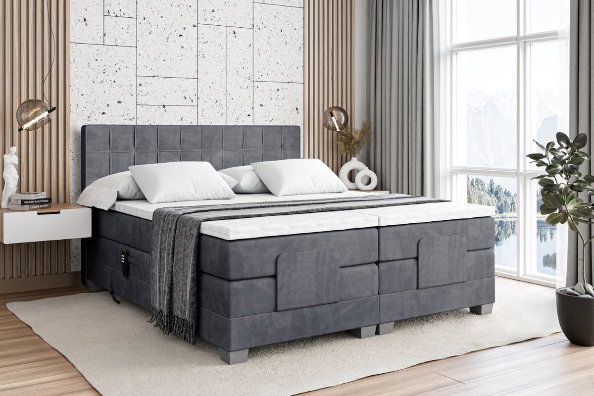 BOXSPRINGBETT elektrisch verstellbar mit 2 Matratzen H4/Taschenfederung OSTO EL 140 x 200 Dunkelgrau - Dunkelgrau, Holzwerkstoff (147/200cm) - ALTDECOR