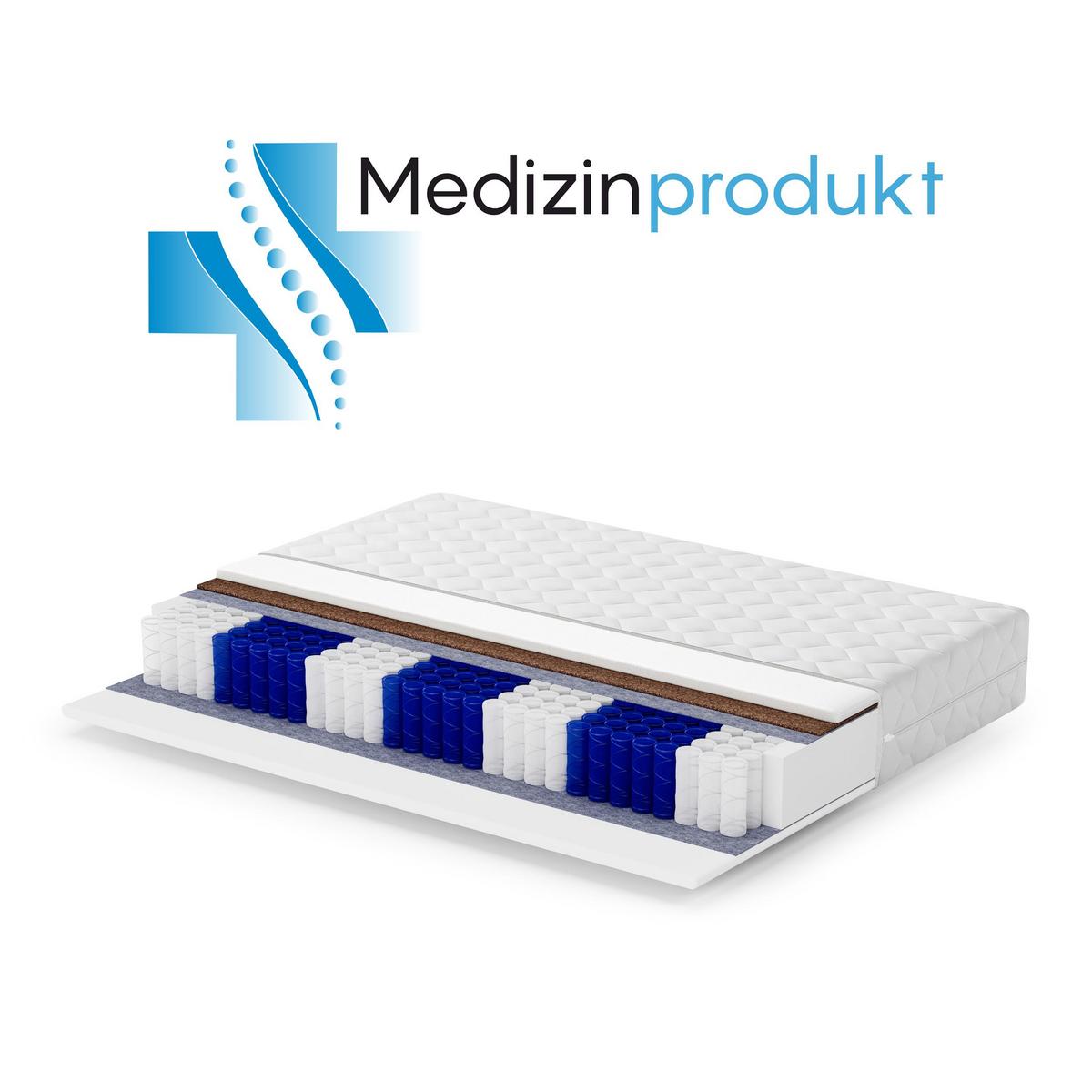 TASCHENFEDERNKERNMATRATZE Mediro Core 26 cm, Hoch-Elastischer-Schaum, H2/H3, 140x200 - Weiß, Kunststoff (140/200cm) - Beautysofa