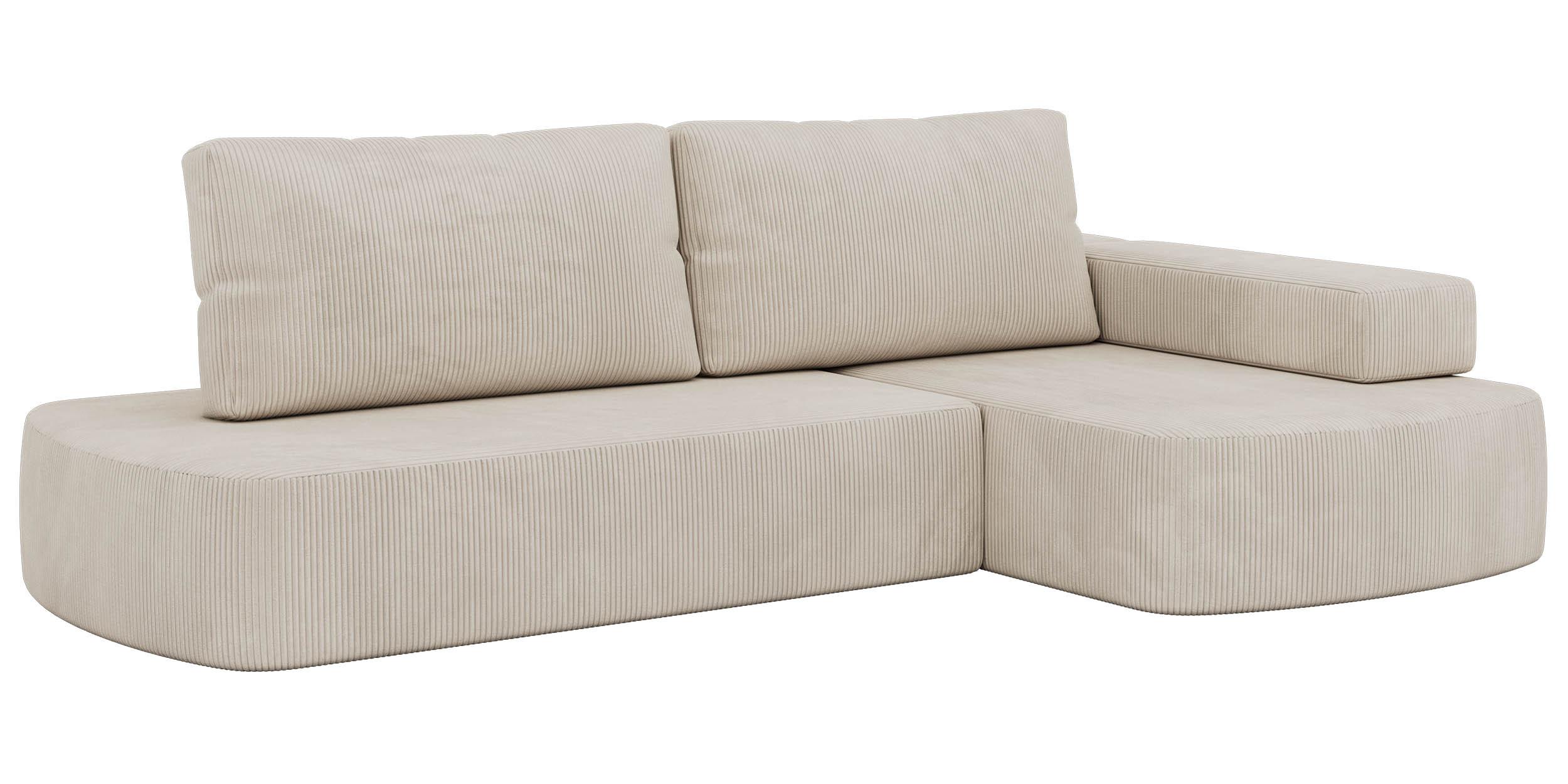 ECKSOFA LIRENA L Cord Creme - Rechts - Creme, Textil (260/160cm) - MKS