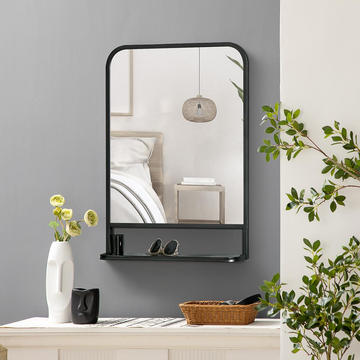 WANDSPIEGEL - Schwarz, Glas/Metall (10.2/50/70cm) - HOMCOM