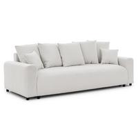SCHLAFSOFA Calma mit Bettkasten im Bumpy-Design aus weichem Creme Webstoff - Creme/Schwarz, Holz/Kunststoff (239/88/98cm) - S-Style