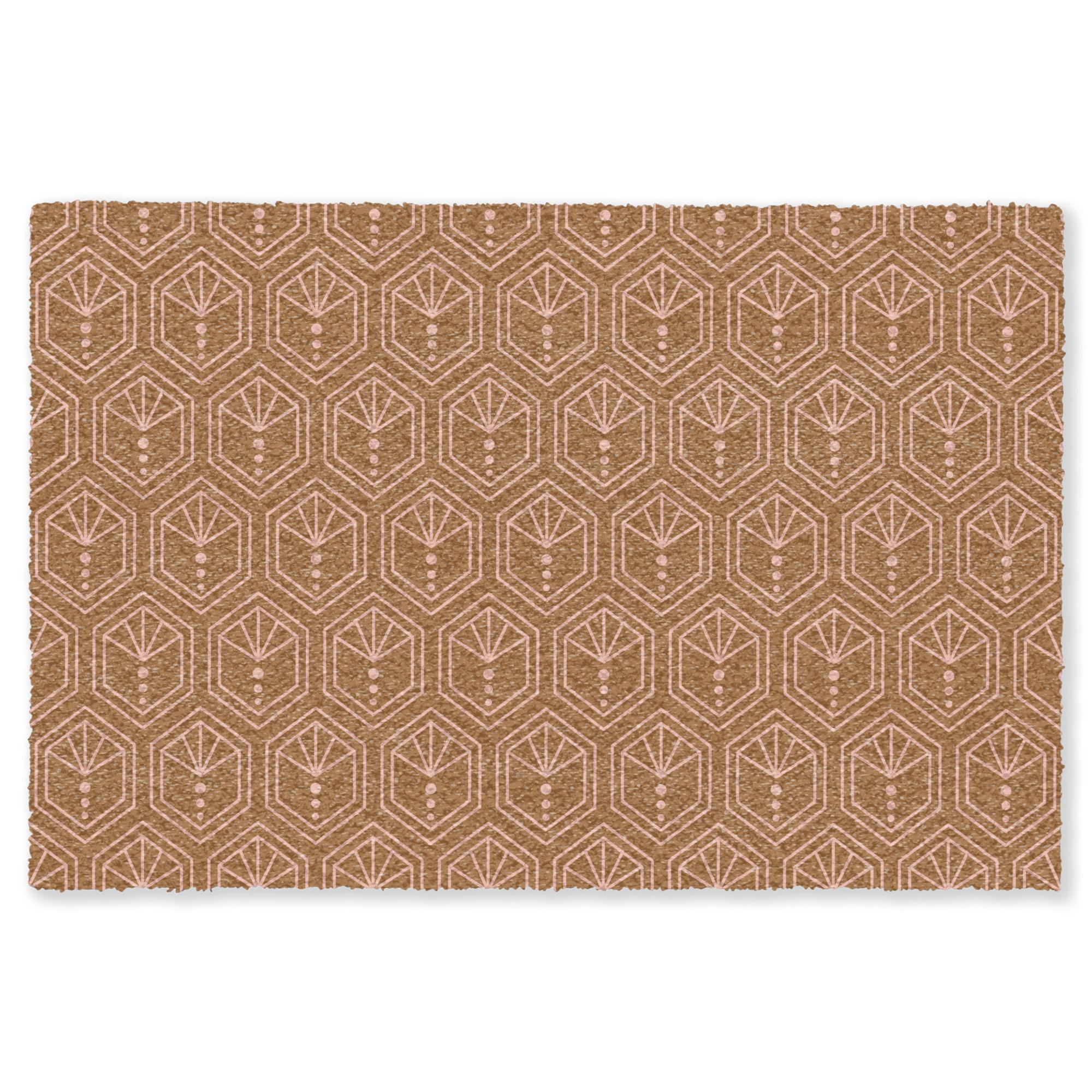 FUSSMATTE Braun - Rosa - Geometrisch - Gemustert Türmatte 90x60 cm - Braun, Kunststoff (90/0.4cm) - MuchoWow