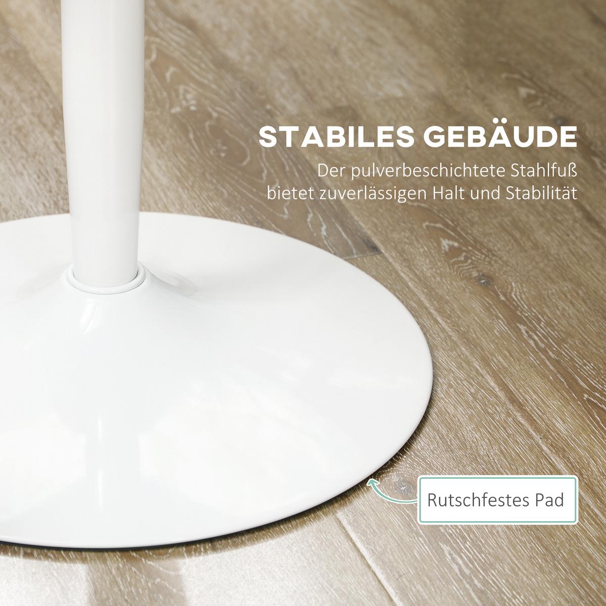 ESSTISCH Runder Küchentisch, Rutschfester Esszimmertisch für 2 Personen Weiß - Weiß, Holzwerkstoff/Metall (70/70/75cm) - HOMCOM