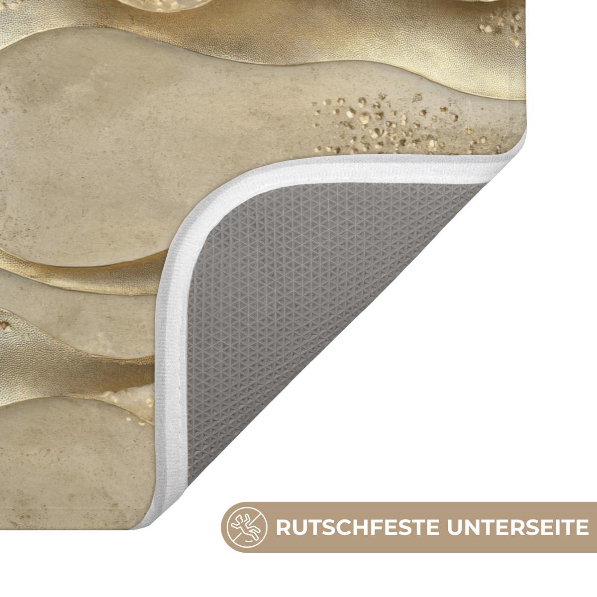 BADEMATTE Wellen - Muster - Gold 80x50 cm - Messingfarben, Textil (80/50cm) - OnlyWow