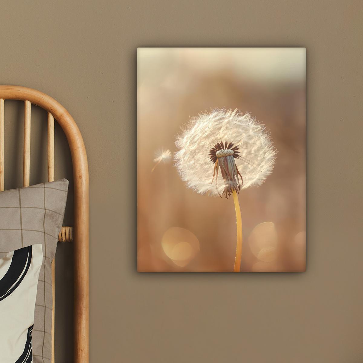 LEINWANDBILD Löwenzahn - Beige - Natur - Blume Room Decor 30x40 cm - Hellbraun, Textil (30/40cm) - MuchoWow