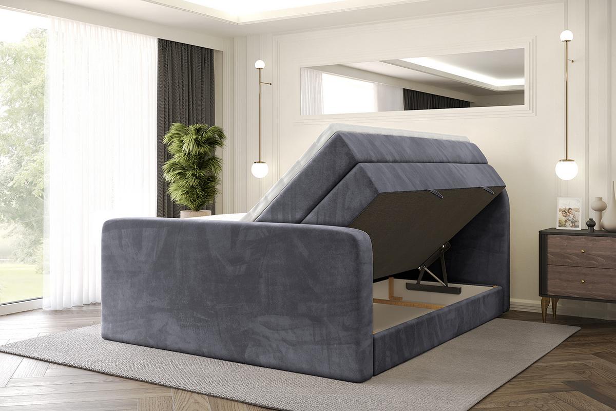 BOXSPRINGBETT mit Matratze und Lattenrost - NOX-Z KING-200x200 - Dunkelgrau Casablanca - Dunkelgrau, Holzwerkstoff (200/200cm) - ALTDECOR