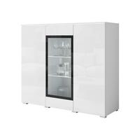 KOMMODE Vera 120 mit weißer LED Beleuchtung - Weiß Hochglanz/Silberfarben, Holzwerkstoff/Kunststoff (120/104/40cm) - MIRJAN24